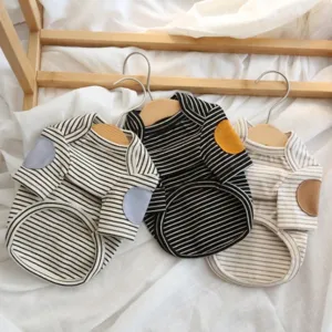 Pet Dog Sweatshirt German Velvet Striped Puppy Clothes Warm Autumn Winter Apparel For Small Dogs And Cats