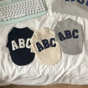 Warm Fleece Pet Dog Hoodie Winter Cute Letter Embroidered Pullover Clothes For Small Medium Dogs And Cats Apparel