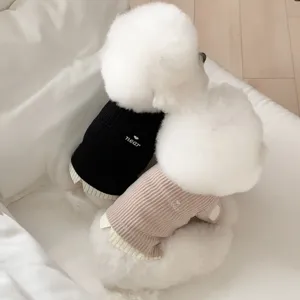 Pet Dog Cat Knit Sweater Spring Autumn Cute Heart Embroidery Pullover Puppy Clothes Casual Pet Apparel