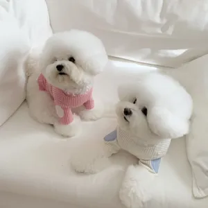 Adorable cute pet dog cat knitted sweater fake two-piece spring autumn pet clothing item