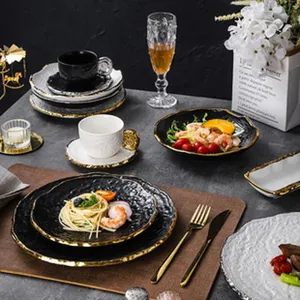 Ensemble de vaisselle occidentale en céramique dépolie style hôtel assiettes plates