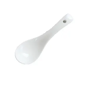 Pure white ceramic soup spoon household small spoon bone china dinnerware kitchen tool 1pc