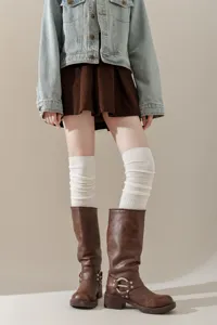 Koreaanse stijl winter warme overknee sokken voor vrouwen, zachte gebreide laarssokken.