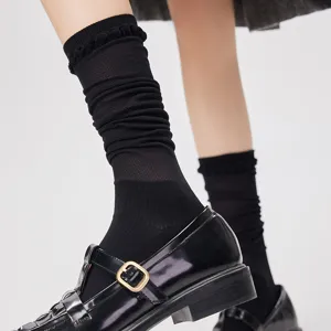 Discover stylish sheer mesh mid-calf socks for women, perfect for spring and summer outfits.