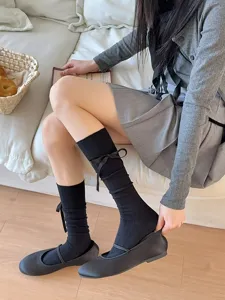 Ballerina stijl strik lint kniehoog sokken voor vrouwen, zoete college stijl sokken.