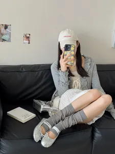 Breathable sheer stirrup leg warmers for women, summer thin mesh knit socks for daily wear.