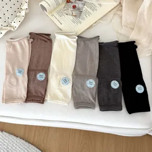 Women summer thin mulberry silk solid color ribbed slouch socks leg warmers multi-color set.