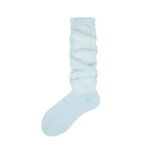 Light blue slouch socks women spring summer thin leg warmers sweet ballet style hosiery
