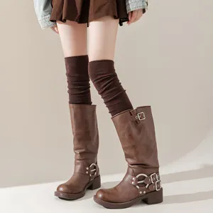 Vrouwen herfst winter lange gebreide overknee sokken slouchy warme laars sokken