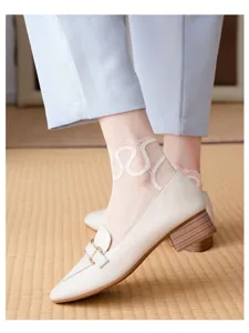 Sheer lace ankle socks detail shot, lightweight crystal silk hosiery for spring and summer.