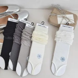 Zomer dunne moerbei zijde beugel sokken effen kleur stacking beenwarmers voor vrouwen