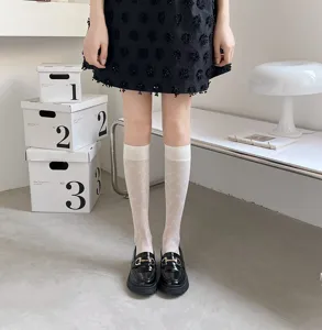 Sheer knee high socks for women summer thin transparent cute Japanese long stockings