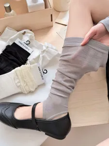 Zomer dunne stijgbeugel sokken vrouwen ademend effen kleur beenwarmer comfortabel