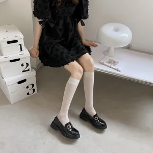 Sheer white knee high socks for women, trendy Japanese JK style thin long summer socks.