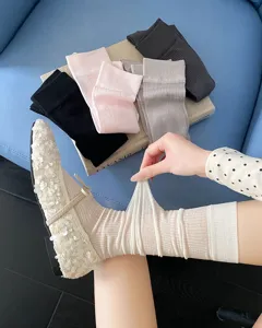 Calze lunghe trasparenti in seta da donna tinta unita primavera estate ginocchio traspiranti