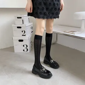 Summer ultra-thin transparent calf socks for women, cute Japanese JK knee-high tube socks.