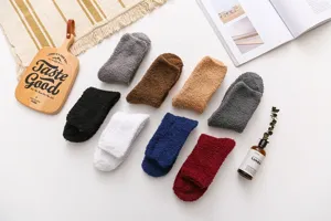 Gezellige winter koraal fleece heren sokken, dikke warme pluche vloer sokken thuis.