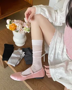 Calze al ginocchio da donna in seta di gelso sottili tinta unita slouch traspiranti chic