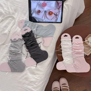 Ghette da ballo dolce per donna, calze lunghe in maglia con fiocco carino per l'estate quotidiana.