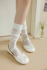 White sheer thin calf socks featuring cute heart and argyle patterns, perfect JK style detail.
