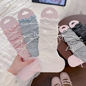 Dolce stile balletto scaldamuscoli con fiocco da donna estate calze sottili impilate