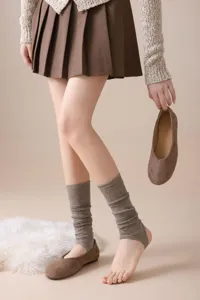 Knit stirrup leg warmers women autumn winter slouchy socks cozy fashion accessories detail