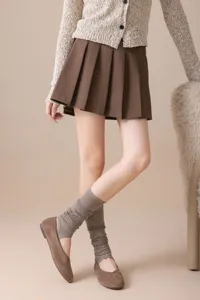 Women knit stirrup leg warmers slouchy socks autumn winter fashion daily wear detail view