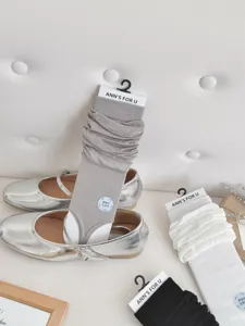 Zomer dunne lange stirrup sokken vrouwen moerbeizijde ademend effen kleur detail