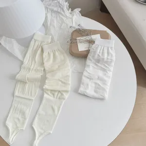Zomer vrouwen gebreide stirrup sokken effen kleur ademende lange beenwarmers hosiery
