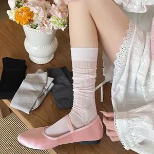 Calze Lunghe in Seta Donna Sottili Tinta Unita Slouch Primavera Estate Traspiranti Ginocchio