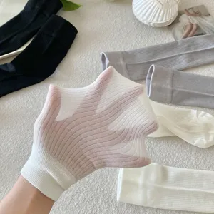 Calze lunghe donna tinta unita sopra ginocchio sottili traspiranti stile estate