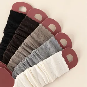 Ballet Style Ultra Fine Wool Yarn Long Leg Warmers Women Autumn Winter Lace Hollow Mesh Stacking Socks Fashion Legwear