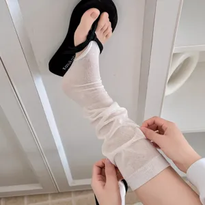 Vrouwen sheer lange stijgbeugel sokken zomer ademende effen kleur beenwarmers sandalen