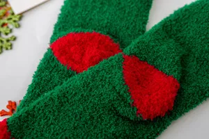 Cozy coral fleece Christmas socks for women, soft warm fuzzy winter sleep floor socks detail
