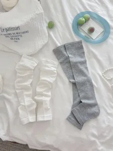 Calentadores de piernas con estribo finos de verano para mujer calcetines largos lisos