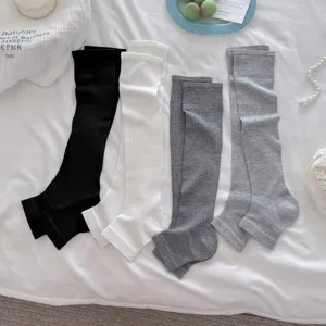 Calentadores de Piernas Acanalados Verticales para Mujer de Viscosa Calcetines Slouchy Delgados Color Sólido Mangas de Pierna Versátiles