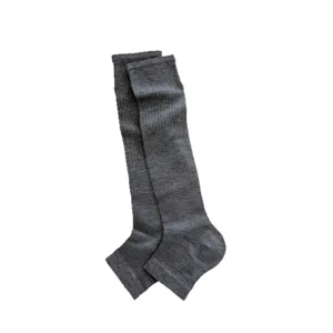 Calentadores de piernas grises acanalados con estribo para mujer, calcetines finos de primavera.