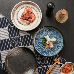 Ensemble d'assiettes en céramique vintage japonaise restaurant créatif plat creux vaisselle