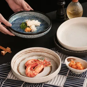 Assiette plate en céramique vintage japonaise vaisselle créative plat creux restaurant