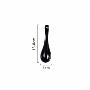 Ceramic Soup Spoon Japanese Style Kiln Changed Black Glaze Spoon 13.8cm Kitchen Tableware