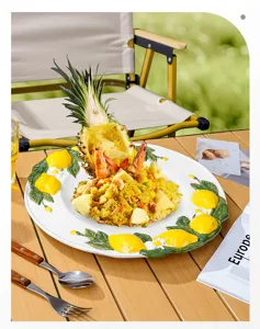 Noords creatief citroen in reliëf keramisch groot dinerbord voor voedselpresentatie.
