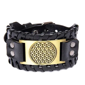 Men's Punk Wide Leather Bracelet Vintage Viking Gothic Cuff Bangle Jewelry Gift