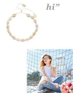 Collar trenzado de concha natural estilo boho joyería de playa ajustable para mujeres