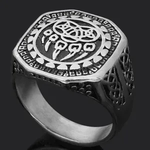 Men's Vintage Viking Rune Stainless Steel Ring Retro Claw Band Jewelry for Daily Wear