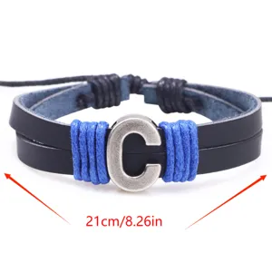 DIY Mehrschichtig Geflochtenes Leder Armband Mit Metall Buchstabe Charm Personalisiert Kreativ Paar Mode Schmuck Geschenk