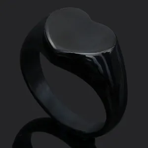 Herren Vintage Titanstahl Ring Retro Herz Siegelring Viking Thor Hammer Fingerring Mode Punk Schmuck Geschenk