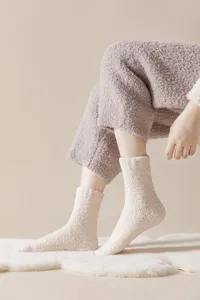 Cozy thick coral fleece women socks warm soft non-slip floor sleeping socks detail view