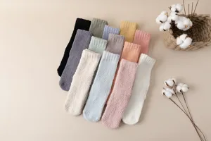 Women thick coral fleece fuzzy socks soft warm winter sleep floor socks multi colors
