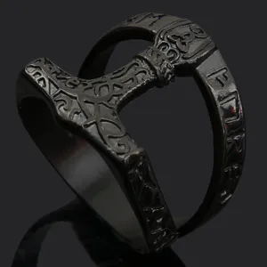 Anillo Hombre Vintage Acero Inoxidable Martillo de Thor Runa Gótico Vikingo Biker Joya Moda
