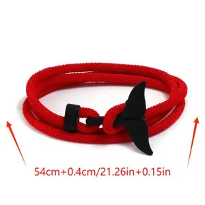 Milan Cord Couple Bracelet Whale Tail Metal Clasp Ocean Series Anchor Style Braided Hand Jewelry Gift For Women Men